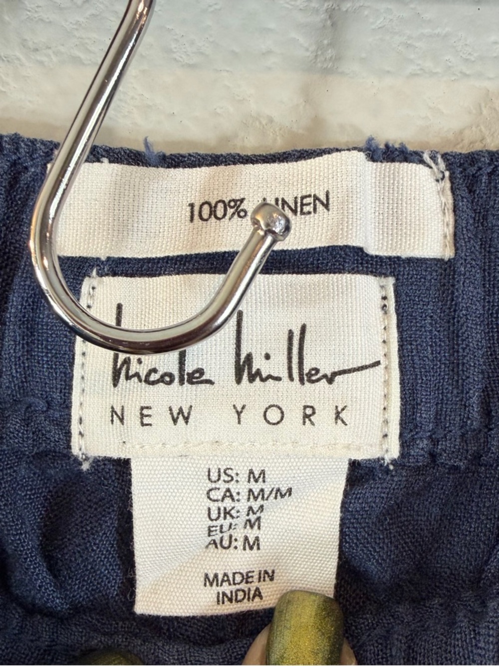 Nicole Miller Navy Linen Drawstring Joggers Size M Pull On Track Cargo Pants - Picture 6 of 9